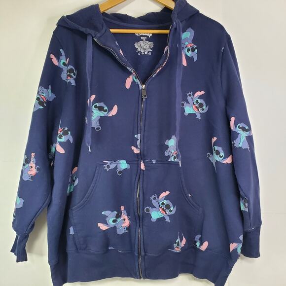 Lilo & Stitch Blue Stitch Disney Zip Up Hoodie Size Womens 1X all over print - Picture 1 of 9